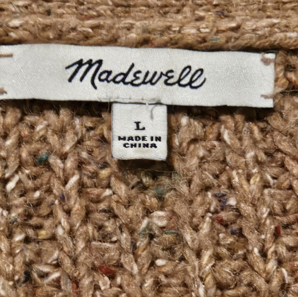 Madewell Women's Large Cardigan Speckled Ribbed Knit Button Sweater Size Large - Picture 2 of 9